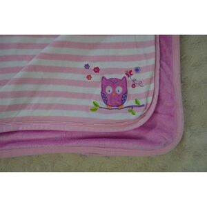 Koala Baby Owl on Branch Baby Blanket Pink White Stripes Purple Butterfly Flower